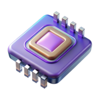 whimsical splendid Quantum computer processor chip, NO BACKGROUND with Transparent Background. museum quality png