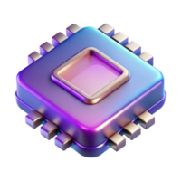 quintessential futuristic Quantum computer processor chip, NO BACKGROUND with Transparent Background. fine detail png