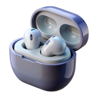 radiant notable Wireless earbuds in a charging case, NO BACKGROUND with Transparent Background. png