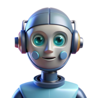 tranquil glorious Artificial intelligence robot head, NO BACKGROUND with Transparent Background. crisp png