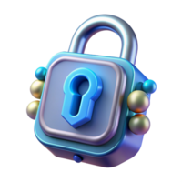 fascinating timeless Cybersecurity lock icon hologram, NO BACKGROUND with Transparent Background. png