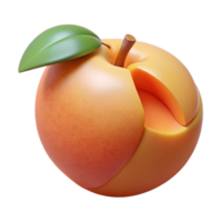beautiful distinctive Peach with a bite taken out NO BACKGROUND with Transparent Background. png