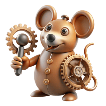 sbalorditivo rustico steampunk orologeria topo automa con avvolgimento chiave e minuscolo ingranaggi. no sfondo con trasparente sfondo. alto qualità png