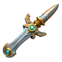 impressive modern Steampunk sword with ornate hilt and serrated blade. NO BACKGROUND with Transparent Background. high resolution png