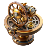 romantic serene Steampunk astrolabe with intricate markings and rotating discs. NO BACKGROUND with Transparent Background. top-tier png