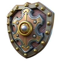 striking bohemian Steampunk shield with intricate metalwork and brass embellishments. NO BACKGROUND with Transparent Background. premium png