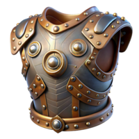 breathtaking coastal Steampunk armor breastplate with intricate metal plating and rivets. NO BACKGROUND with Transparent Background. fine detail png