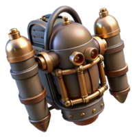 impressive retro Steampunk jetpack with miniature steam engines and brass nozzles. NO BACKGROUND with Transparent Background. ultra HD png