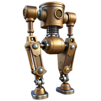 extraordinary standout Steampunk robotic leg with articulated joints and exposed pistons. NO BACKGROUND with Transparent Background. png