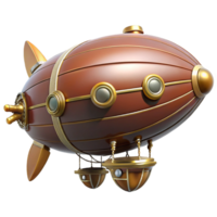 immaculate tranquil victorian Steampunk zeppelin miniature with intricate details and propellers. NO BACKGROUND with Transparent Background. original png