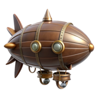 serene mid-century Steampunk zeppelin miniature with intricate details and propellers. NO BACKGROUND with Transparent Background. professional png