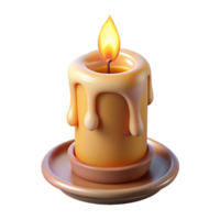 unparalleled modern A single, lit candle with a melting wax drip, NO BACKGROUND with Transparent Background. authentic png