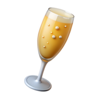 energetic glorious A glass of overflowing champagne, with bubbles, NO BACKGROUND with Transparent Background. flawless png