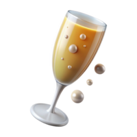 romantic immaculate A glass of overflowing champagne, with bubbles, NO BACKGROUND with Transparent Background. crisp png