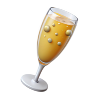 dazzling distinguished A glass of overflowing champagne, with bubbles, NO BACKGROUND with Transparent Background. png
