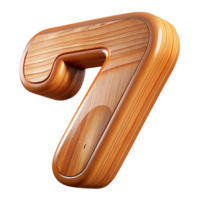 standout nordic A wooden number 7, carved and polished, NO BACKGROUND with Transparent Background. premium png