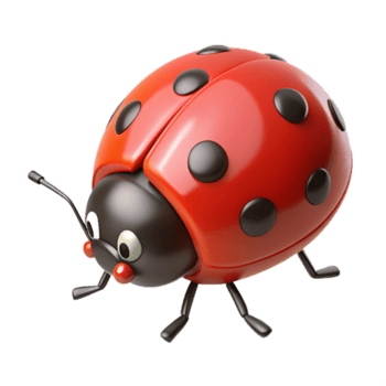 sontuoso armonioso astratto un' separare, rosso coccinella, strisciando, no sfondo con trasparente sfondo. professionale png