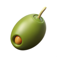 unparalleled traditional A single, green olive, with a pimento, NO BACKGROUND with Transparent Background. authentic png