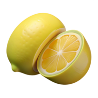 nostalgic dazzling A single, ripe lemon, cut in half, NO BACKGROUND with Transparent Background. premium png