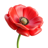 tranquil breathtaking A single, red poppy flower, NO BACKGROUND with Transparent Background. handcrafted png