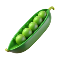 vibrant minimalist A single, green pea pod, open with peas visible, NO BACKGROUND with Transparent Background. sharp png