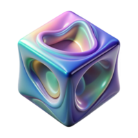 serene acclaimed A floating, translucent cube with swirling colors inside. NO BACKGROUND with Transparent Background. png