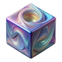 stunning abstract A floating, translucent cube with swirling colors inside. NO BACKGROUND with Transparent Background. expertly shot png
