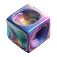 bold spectacular A floating, translucent cube with swirling colors inside. NO BACKGROUND with Transparent Background. refined png