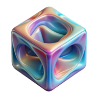 striking inspired A floating, translucent cube with swirling colors inside. NO BACKGROUND with Transparent Background. png