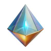 mysterious spectacular A floating, translucent pyramid with a glowing core. NO BACKGROUND with Transparent Background. impeccable png