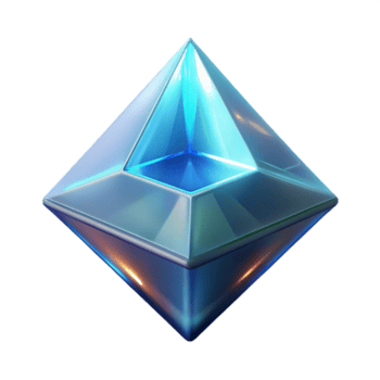 magnifico distinto un' galleggiante, traslucido piramide con un' raggiante nucleo. no sfondo con trasparente sfondo. png