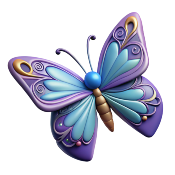 impressionnant intemporel une seul, stylisé papillon avec complexe aile motifs. non Contexte avec transparent Contexte. png