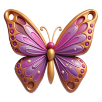 enchanting retro A single, stylized butterfly with intricate wing patterns. NO BACKGROUND with Transparent Background. premium png