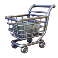 melancholic dazzling A single, stylized shopping cart made of metallic lines. NO BACKGROUND with Transparent Background. artisan png