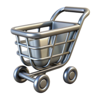 exquisite nordic A single, stylized shopping cart made of metallic lines. NO BACKGROUND with Transparent Background. studio quality png