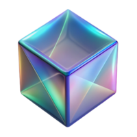 beautiful remarkable A floating, translucent cube with a holographic effect. NO BACKGROUND with Transparent Background. png