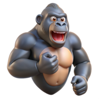inspired traditional A gorilla beating its chest, NO BACKGROUND with Transparent Background. premium png