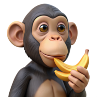 intense wonderful A chimpanzee eating a banana, NO BACKGROUND with Transparent Background. flawless png