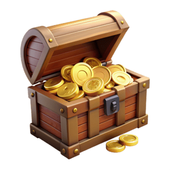 exemplar orgânico uma robusto de madeira Tesouro peito, transbordante com ouro moedas. não fundo com transparente fundo. museu qualidade png