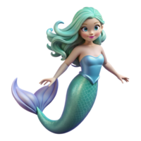 striking distinguished A beautiful mermaid, with flowing hair and a shimmering tail. NO BACKGROUND with Transparent Background. png