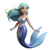 distinctive traditional A beautiful mermaid, with flowing hair and a shimmering tail. NO BACKGROUND with Transparent Background. professional png