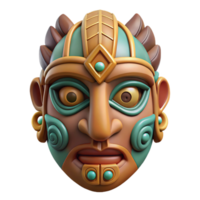 notable vintage A stylized tribal mask, with intricate carvings. NO BACKGROUND with Transparent Background. precision png