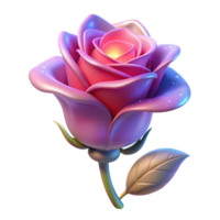 glorious art deco A single, enchanted rose, petals glowing softly. NO BACKGROUND with Transparent Background. perfect clarity png