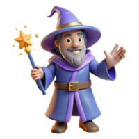 reflective wonderful A stylized, cartoon-style wizard, casting a spell. NO BACKGROUND with Transparent Background. top-tier png
