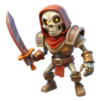 signature elegant A menacing skeleton warrior, wielding a rusty sword. NO BACKGROUND with Transparent Background. fine detail png