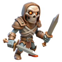 pristine signature A menacing skeleton warrior, wielding a rusty sword. NO BACKGROUND with Transparent Background. png
