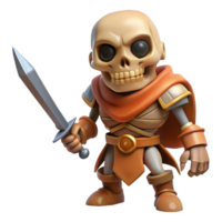 vibrant modern A menacing skeleton warrior, wielding a rusty sword. NO BACKGROUND with Transparent Background. elite png
