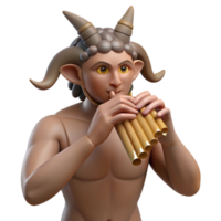 celebrated avant-garde A realistic rendering of a satyr, playing a pan flute. NO BACKGROUND with Transparent Background. exclusive png