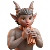 fascinating unparalleled A realistic rendering of a satyr, playing a pan flute. NO BACKGROUND with Transparent Background. png