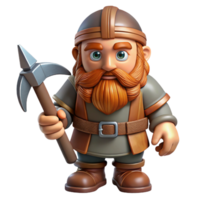 breathtaking futuristic A detailed, realistic rendering of a dwarf, holding a pickaxe. NO BACKGROUND with Transparent Background. original png